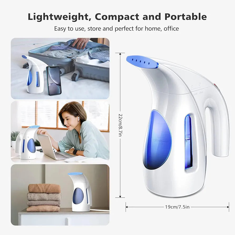 HiLIFE Steamer for Clothes, Portable Handheld Clothing Steamer, 240ml Big Capacity, 700W, Strong Power, Fabric Quick Wrinkle Remover with Brush for Home, Office -Blue