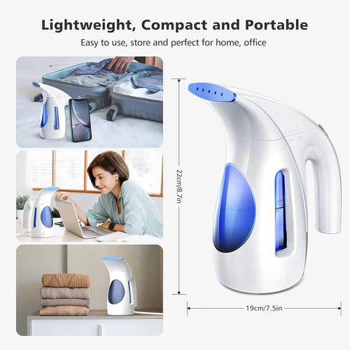 HiLIFE Steamer for Clothes, Portable Handheld Clothing Steamer, 240ml Big Capacity, 700W, Strong Power, Fabric Quick Wrinkle Remover with Brush for Home, Office -Blue