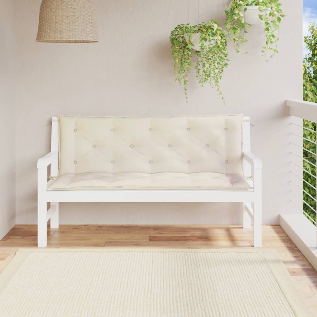 VidaXL Tuinbankkussens 2 st 150x50x7 cm oxford stof crèmewit